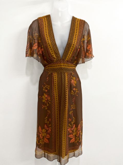 Anthropologie Size Medium Brown Print Dress